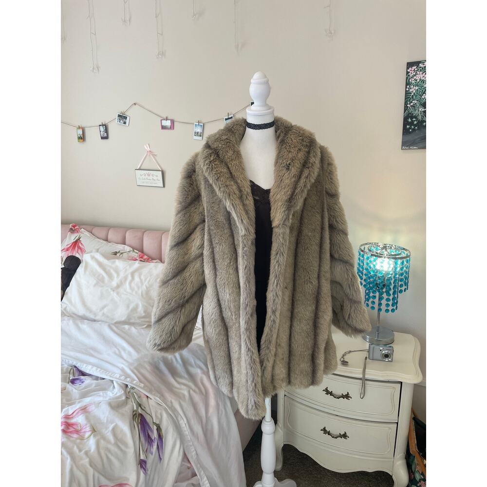 (Sold)dennis basso faux fur coat